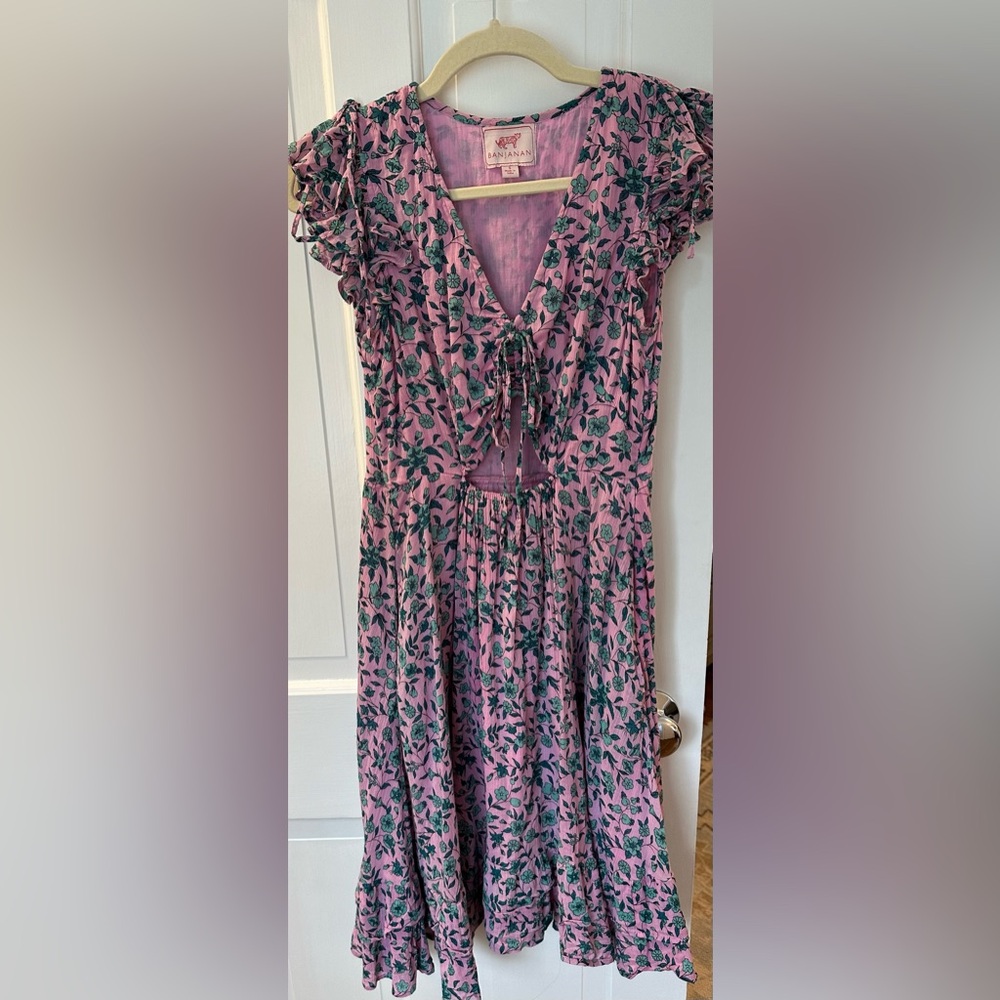 Banjanan Pink Audrey Sprig Print Dress, Size Small